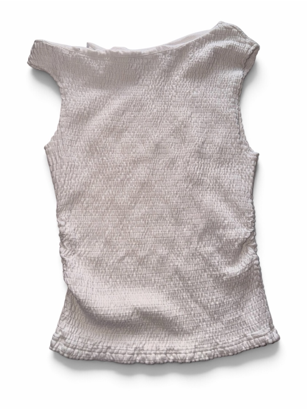 Smocked Sleeveless Top in Light Gray